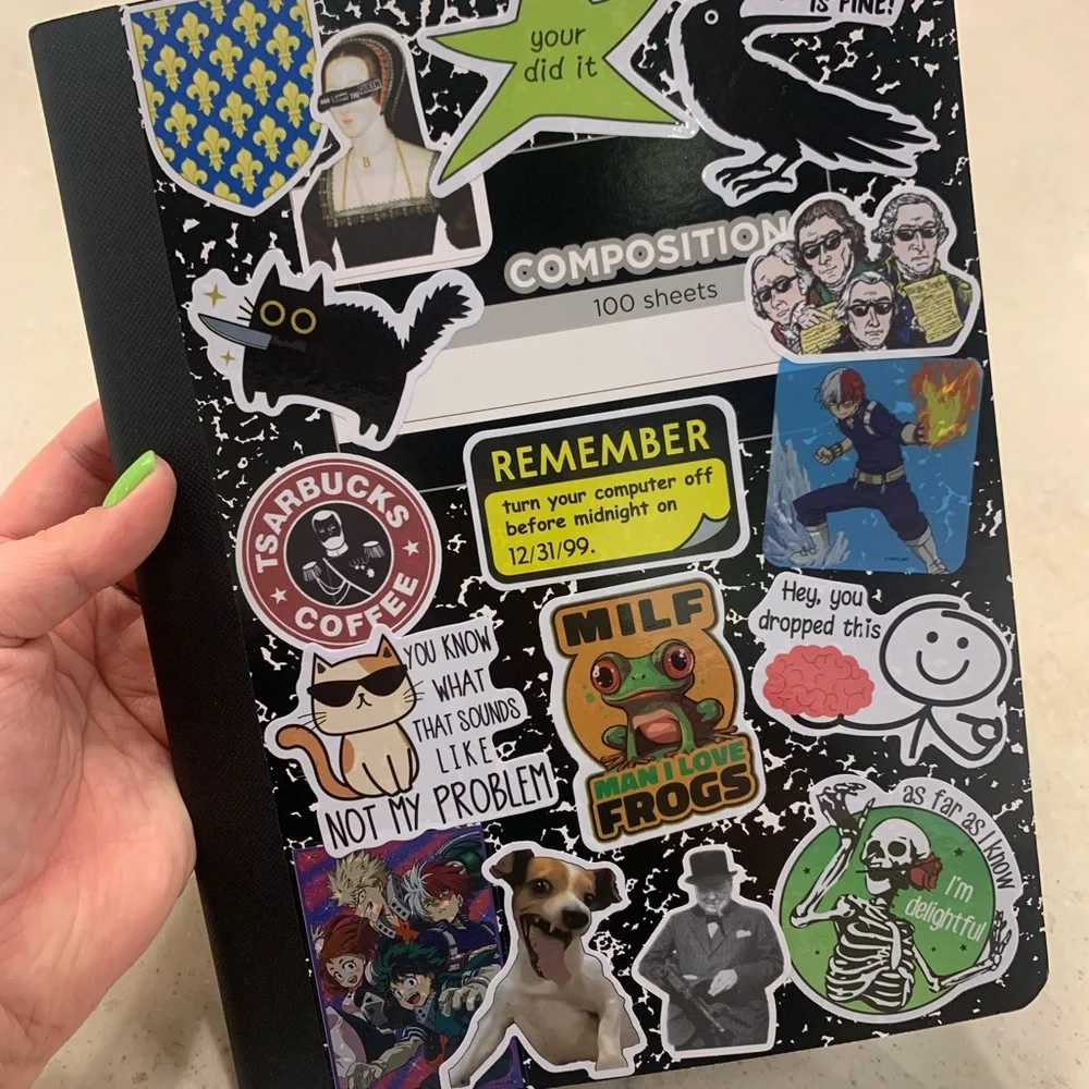 Brand New Sticker-Covered Composition Notebook. One-of-a-Kind